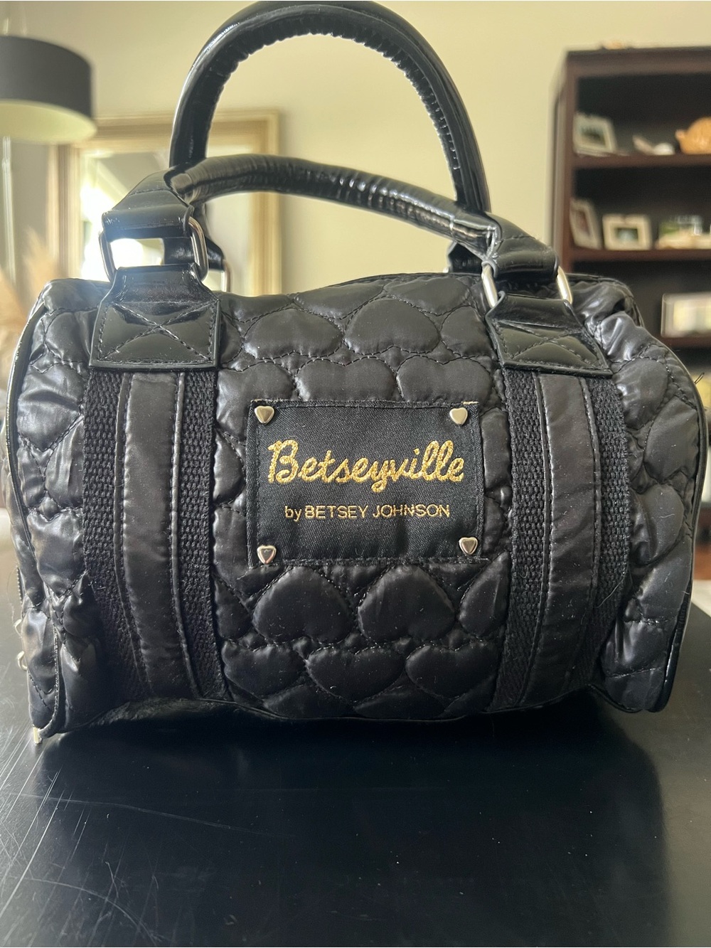 Betsey Johnson Black Quilted Barrel handbag